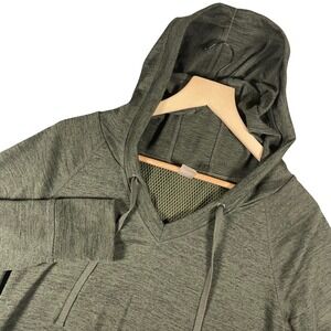 St John's Bay Active Hoodie Womens Medium V Neck Olive Green Athletic Drawstring